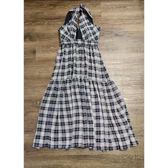 Club Monaco Women' s Blue Plaid Cross Back Midi Dress Size: 00‎ NWT - Picture 7 of 11